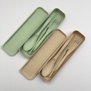 Portable Cutlery Set - Sage Green & Beige